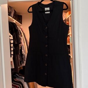 Abercrombie & Fitch Black Sleeveless Button-Front Dress